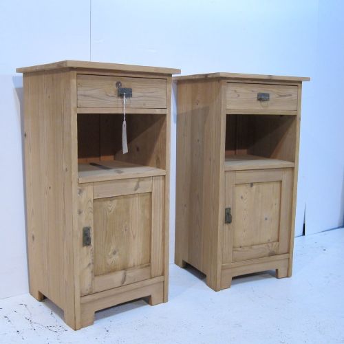 fig 1. Matching Pair of Antique Pine Bedside Cupboards
