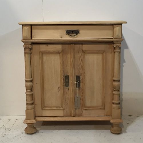 Small Ornate Antique Pine Bedside Cupboard