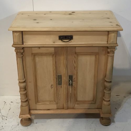 fig 1. Small Ornate Antique Pine Bedside Cupboard