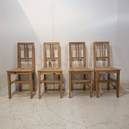 Set of 4 Antique Pine Chairs