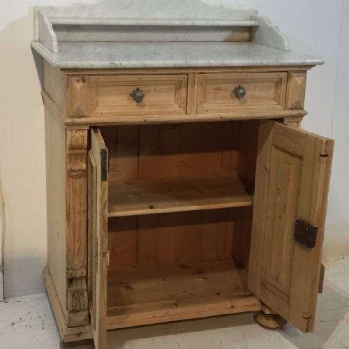 fig 1. Antique Pine Wash Cupboard with Marble Top