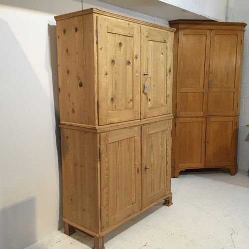 Large Antique Pine Post Office Cupboard (Ideal Clothes Organiser)