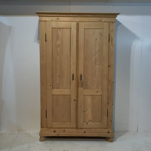 Slim Antique Pine Double Door Wardrobe (Dismantles)