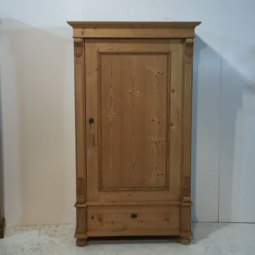Old Pine Single Wardrobe with Bottom Drawer