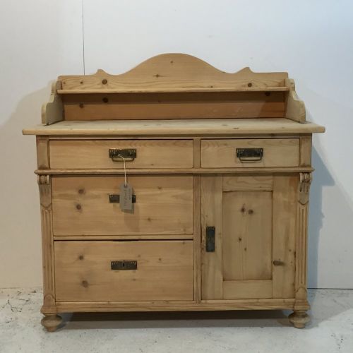 Attractive Antique Pine Cupboard with Gallery Up-stand