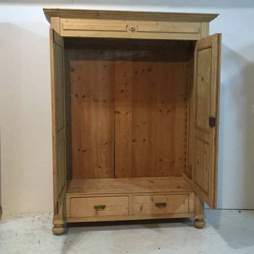 fig 1. Antique Pine Wardrobe with Bottom Drawers
