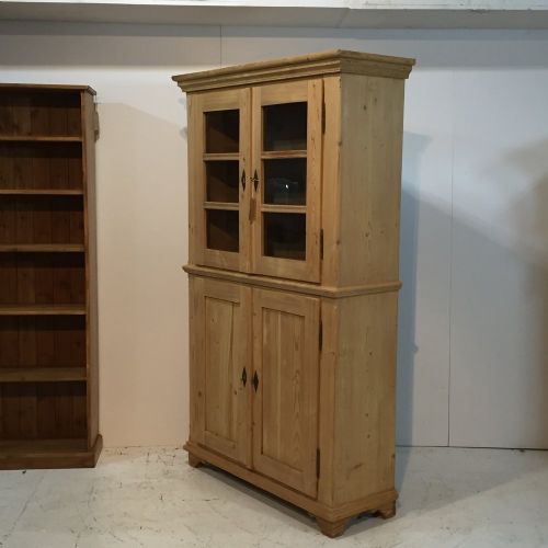fig 1. Large Partly Glazed Antique Pine Cupboard
