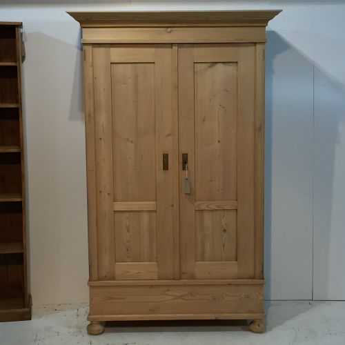 Two Door, Tall, Classic Antique Pine Wardrobe