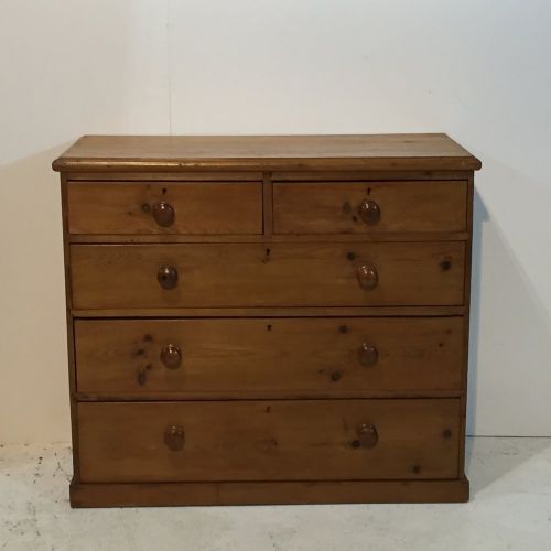 Waxed Victorian Pine Chest of Drawers