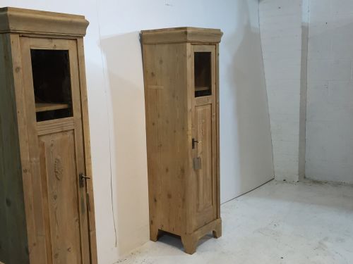 fig 1. Right Hand Opening Antique Pine Tallboy