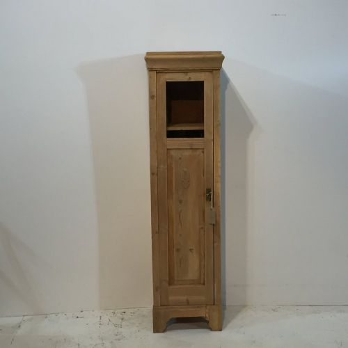 Left Hand Opening, Partly Glazed Antique Pine Tallboy