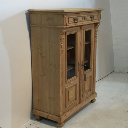 fig 1. Antique Pine Glazed Cabinet with Top Drawer