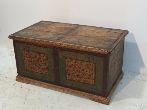 Antique Pine Painted Marriage Chest C.1789