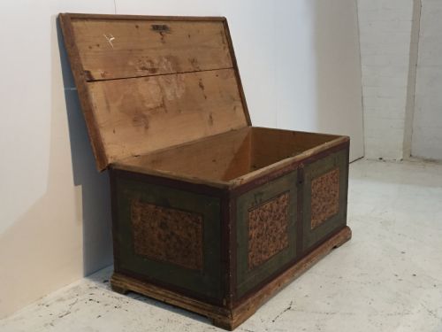fig 1. Antique Pine Painted Marriage Chest c.1789