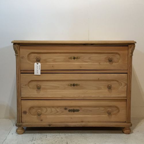 Large 3 Drawer Antique Pine Chest of Drawers