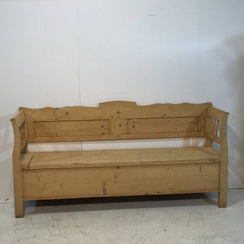 Large Old Pine Bench with Lift Up Storage Seat C.1920