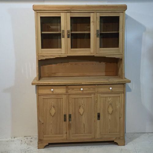 3 Door, 3 Drawer Glazed Antique Pine Dresser