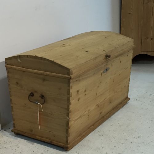 fig 1. Old Dome Top Pine Box Chest c.1800's