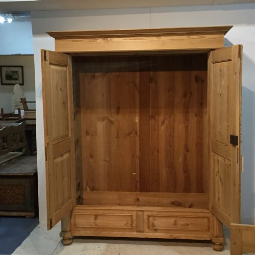 fig 1. A Large, Low, Antique Pine Wardrobe