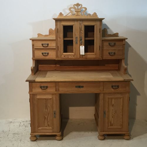 Large Ornate Antique Pine Desk