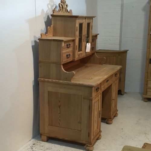 fig 1. Large Ornate Antique Pine Desk