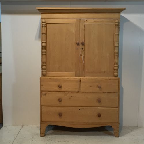 Large Victorian Pine Linen Cupboard