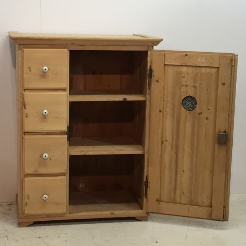 Old Pine Kitchen Larder Cupboard with 4 Drawers
