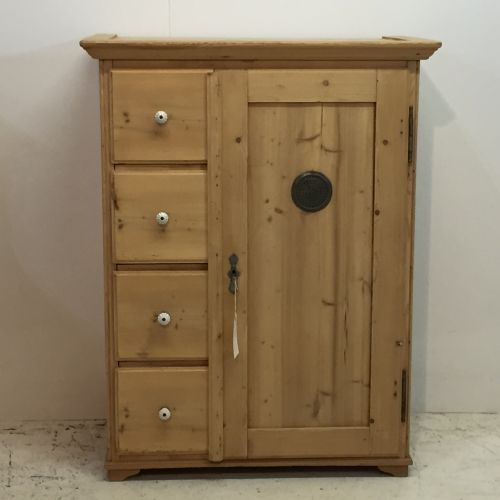 fig 1. Old Pine Kitchen Larder Cupboard with 4 Drawers