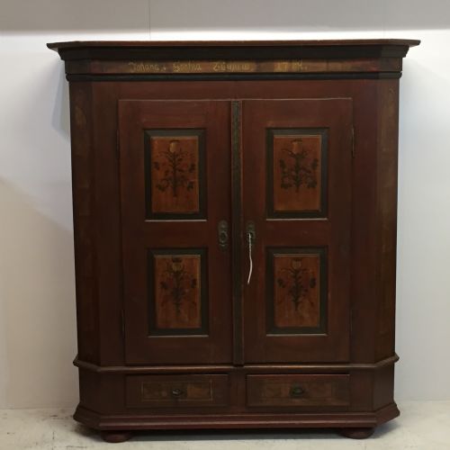 18th Century Painted Pine Wardrobe