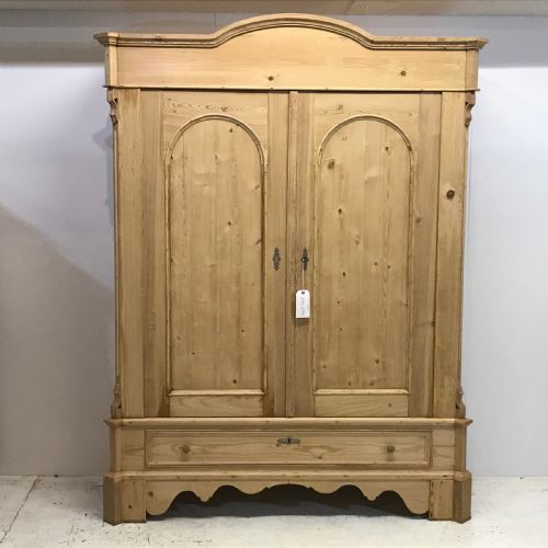 Arched Double Door Antique Pine Wardrobe (Dismantles)