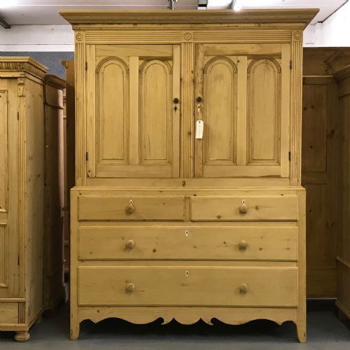 Very Large 19th Century Pine Linen Press