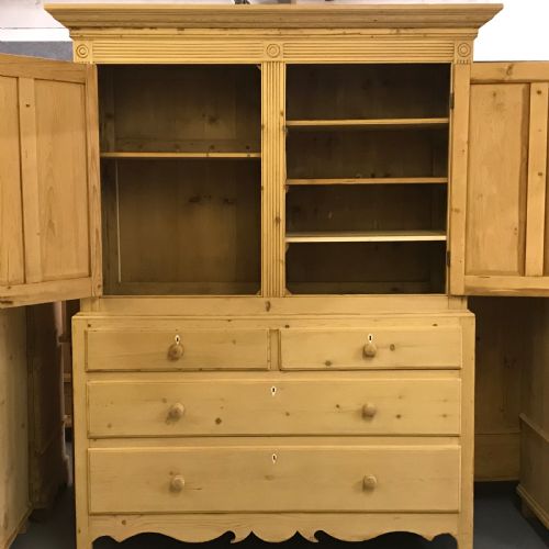 fig 1. Very Large 19th Century Pine Linen Press