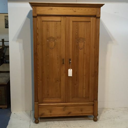Double Antique Pine Polished Wardrobe