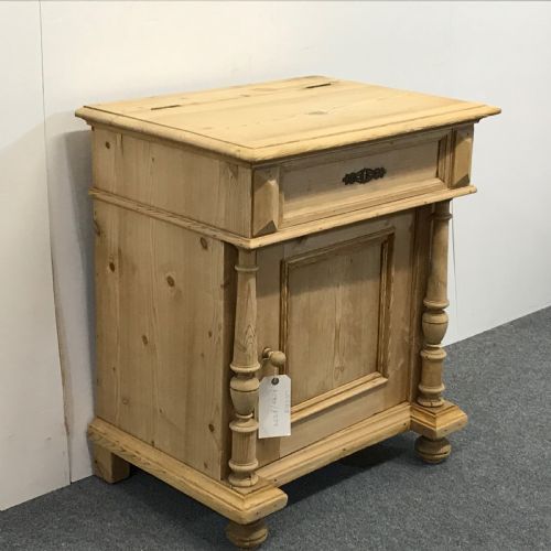 Small Antique Pine Wash Cupboard with Lift Up Lid
