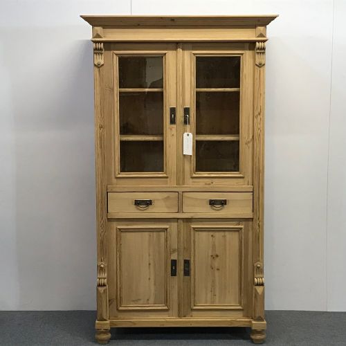 Tall Antique Pine Display Cabinet