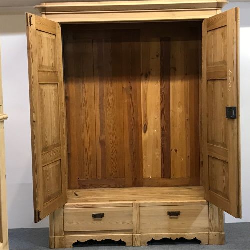 fig 1. Very Large Old Pine Double Wardrobe (Dismantles)
