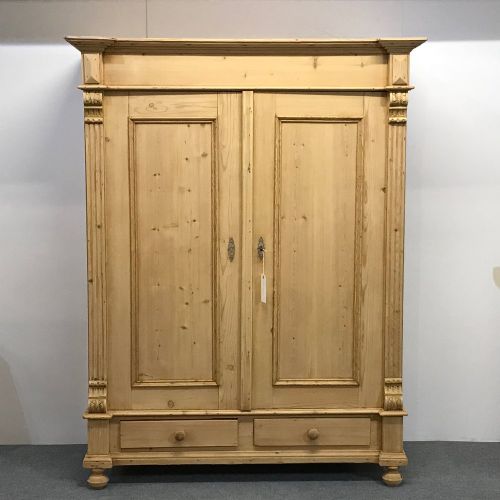 19th Century Pine Wardrobe with Drawers