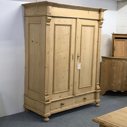 fig 1. 19th Century Pine Wardrobe With Drawers