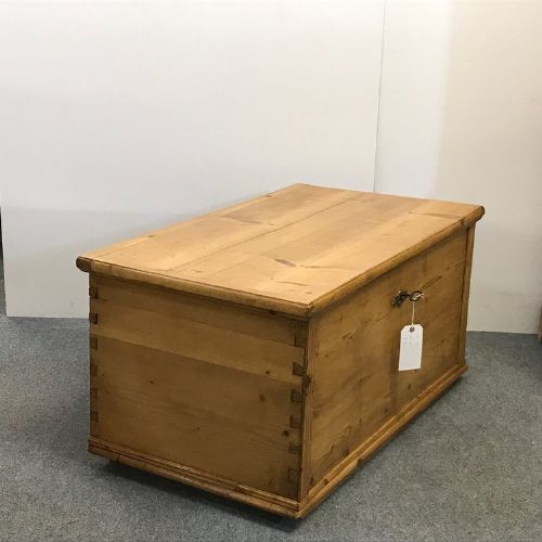fig 1. Late 1800's Pine Flat Top Blanket Chest