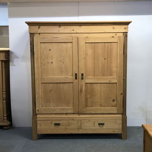 Old Pine Double Wardrobe C.1900