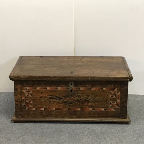 Very Old Small Painted Pine Linen Box