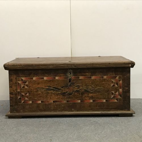 fig 1. Very Old Small Painted Pine Linen Box