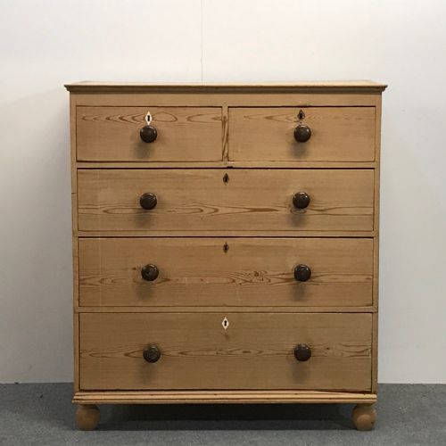 Tall Early Victorian Pine Chest of Drawers