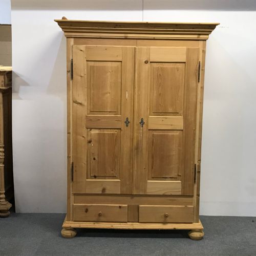 Small Double Antique Pine Wardrobe