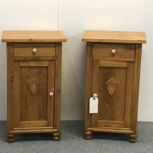 Pair of Waxed Antique Pine Beside Cupboards