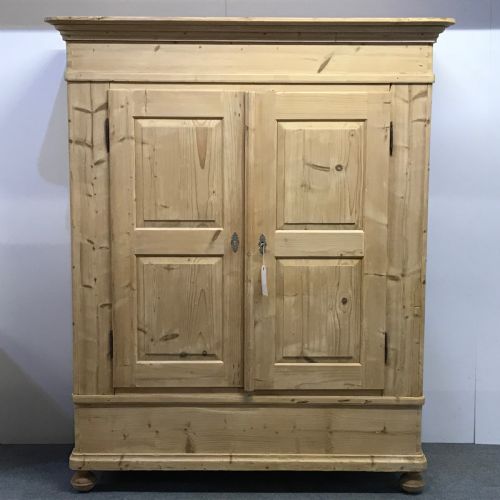 Large Antique Pine Double Wardrobe