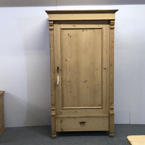 Large Antique Pine Cupboard with Bottom Drawer