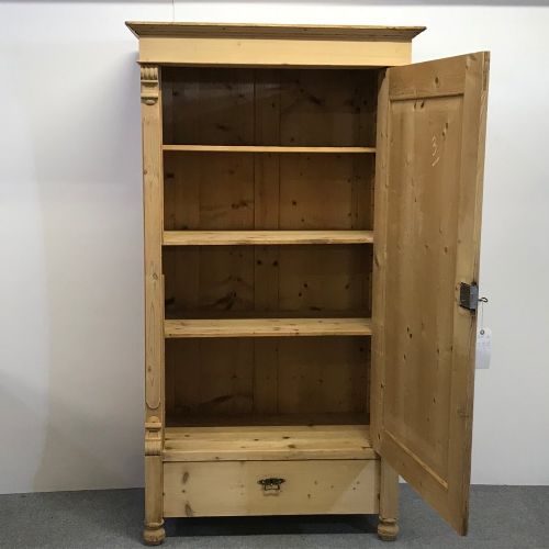 fig 1. Large Antique Pine Cupboard With Bottom Drawer