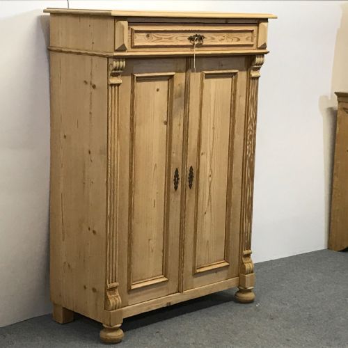fig 1. Tall Slim Antique Pine Cupboard With Top Drawer