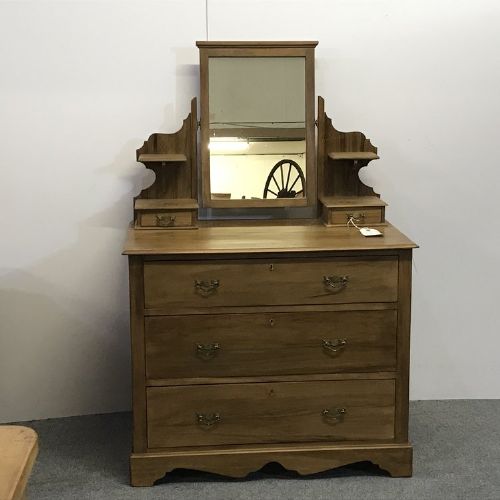 Edwardian Satin Walnut Dressing Chest with Mirror